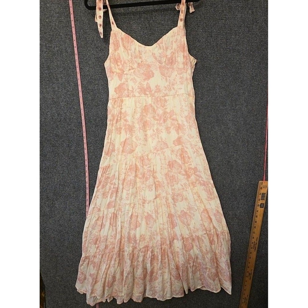 Francesca's Dress Womens L Pink Floral Sweetheart Maxi Sundress Ruffle